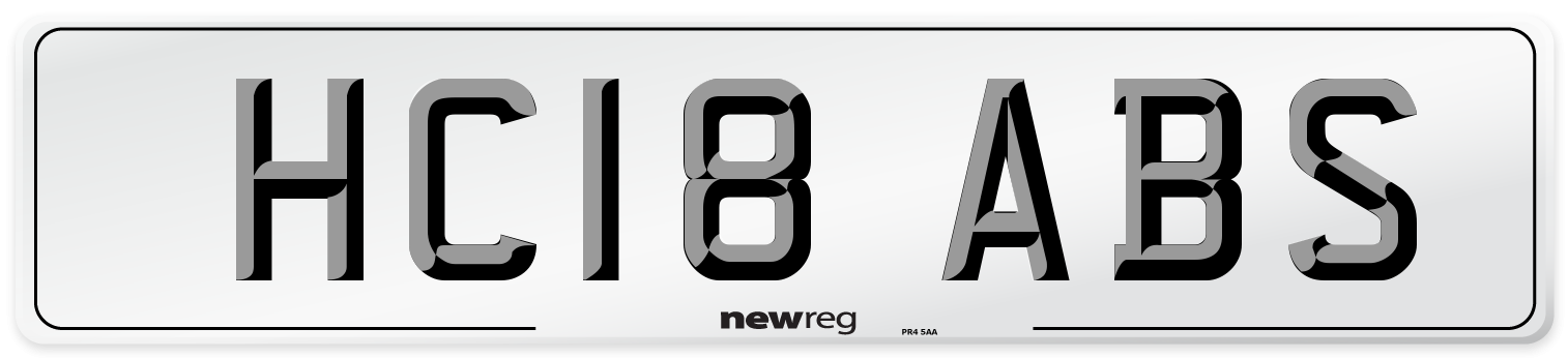HC18 ABS Number Plate from New Reg